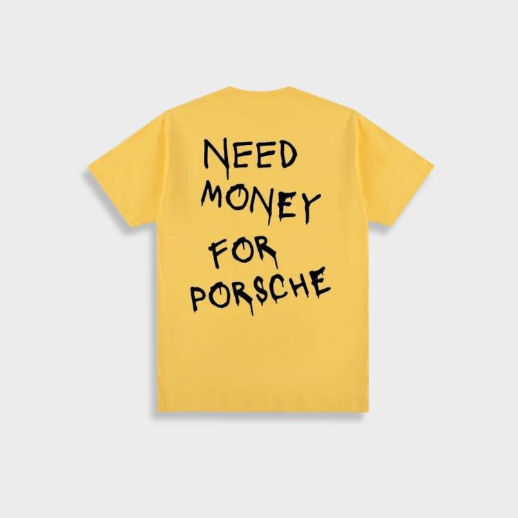 Ishmael | T-shirt Homme Oversize Coton Style Vintage avec Imprimé "Need Money for Porsche"