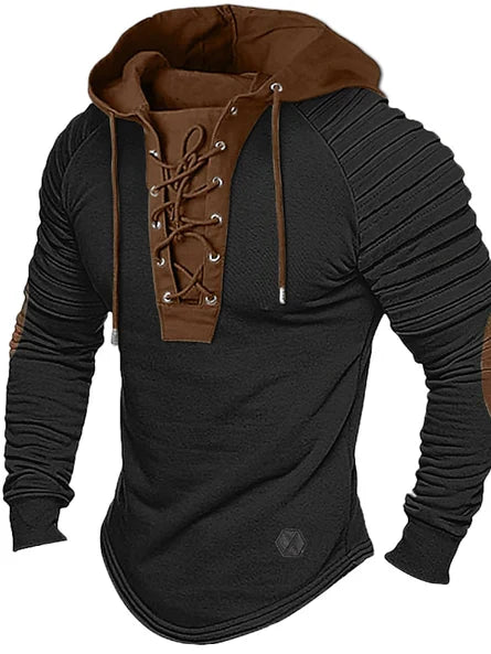 Julien | Pull à Capuche Homme Bicolore avec Lacet au Col | Style Streetwear Moderne