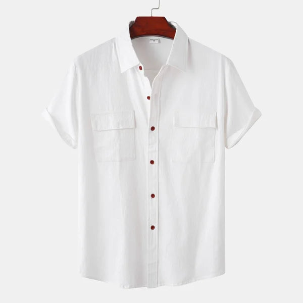 Wilhelm | Chemise Homme Manches Courtes Style Décontracté avec Col Revers et Poches à Rabat – Idéale pour l’Été
