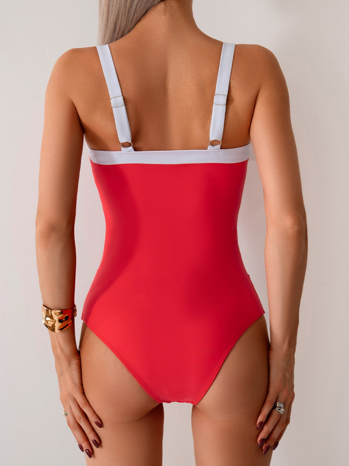 Séraphine | Maillot de Bain 1 Pièce Femme Sexy – Couleur Unie avec Accents Blancs