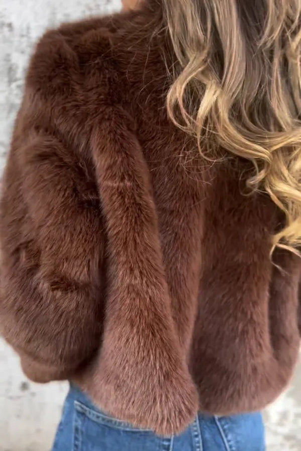 Béraldine | Veste Femme Mode en Fausse Fourrure à Col Montant et Fermeture Éclair