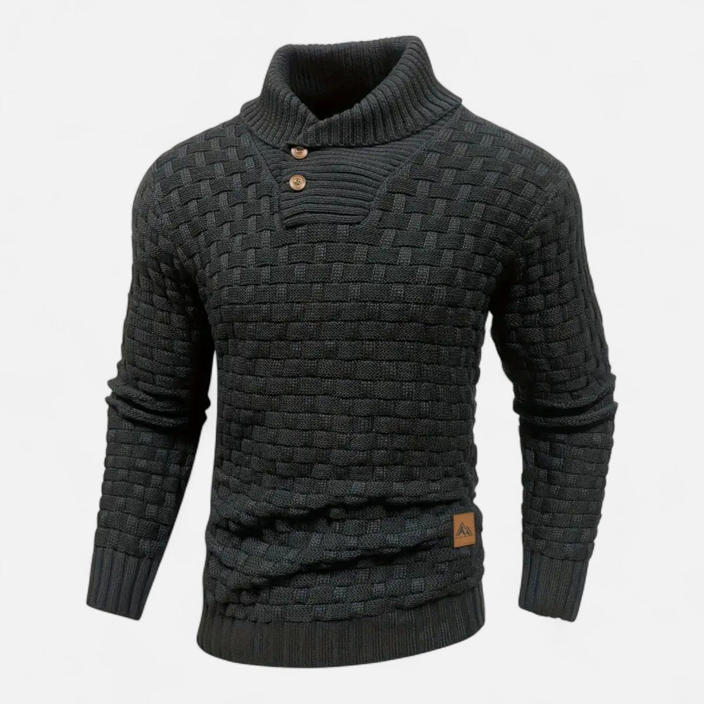 August | Pull Homme Hiver à Col Boutonné et Maille Texturée