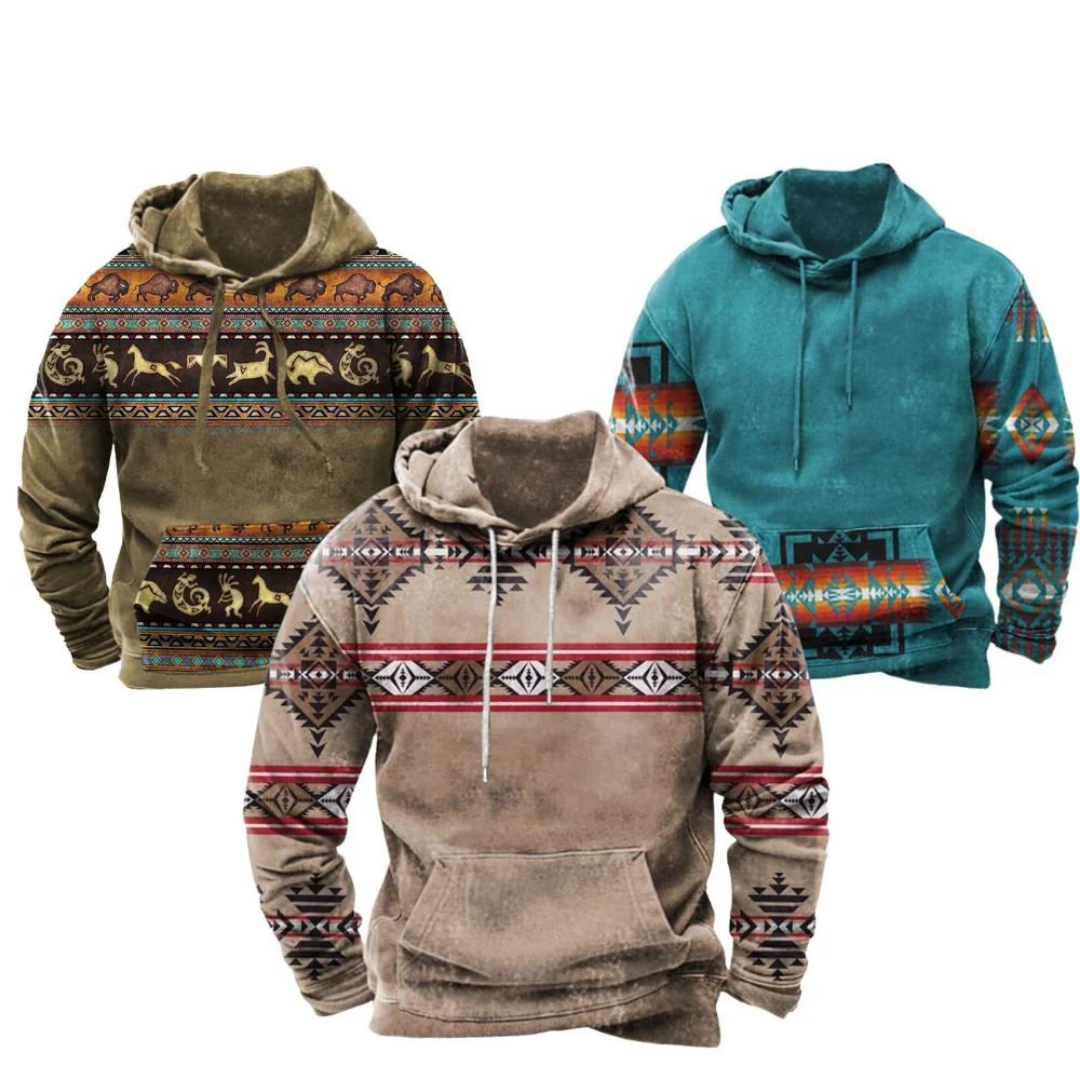 Reid | Hoodie Homme Tribal Longline avec Poches Kangourou