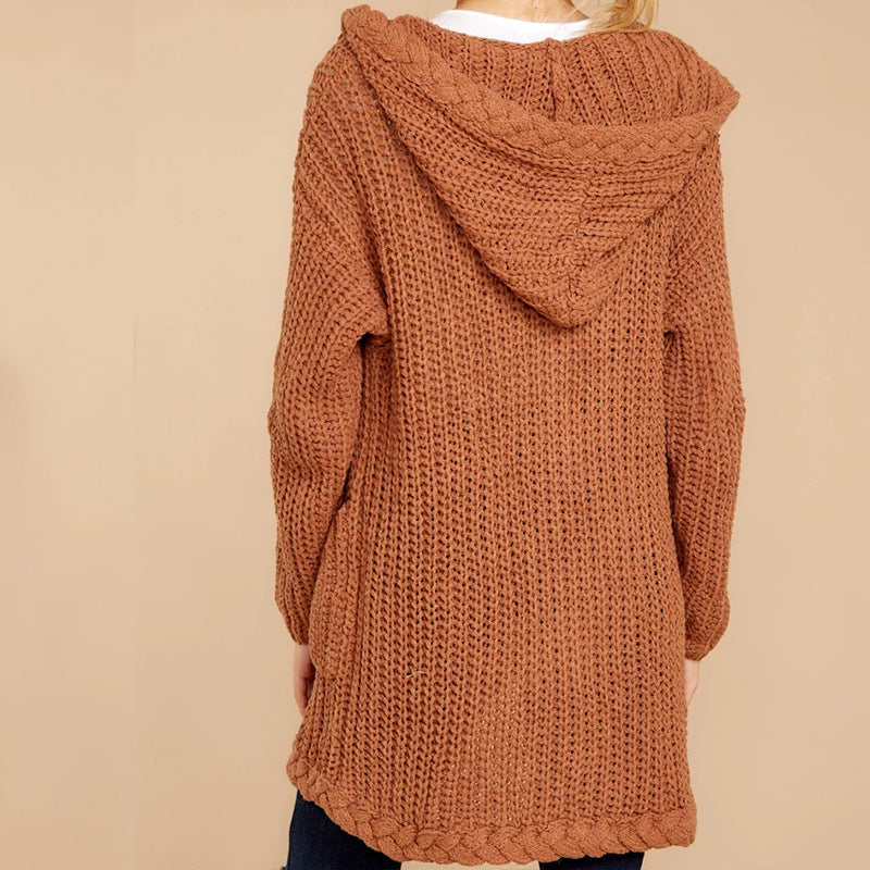 Cardigan à Capuche Femme | Gilet en Maille Épaisse avec Poches Pratiques