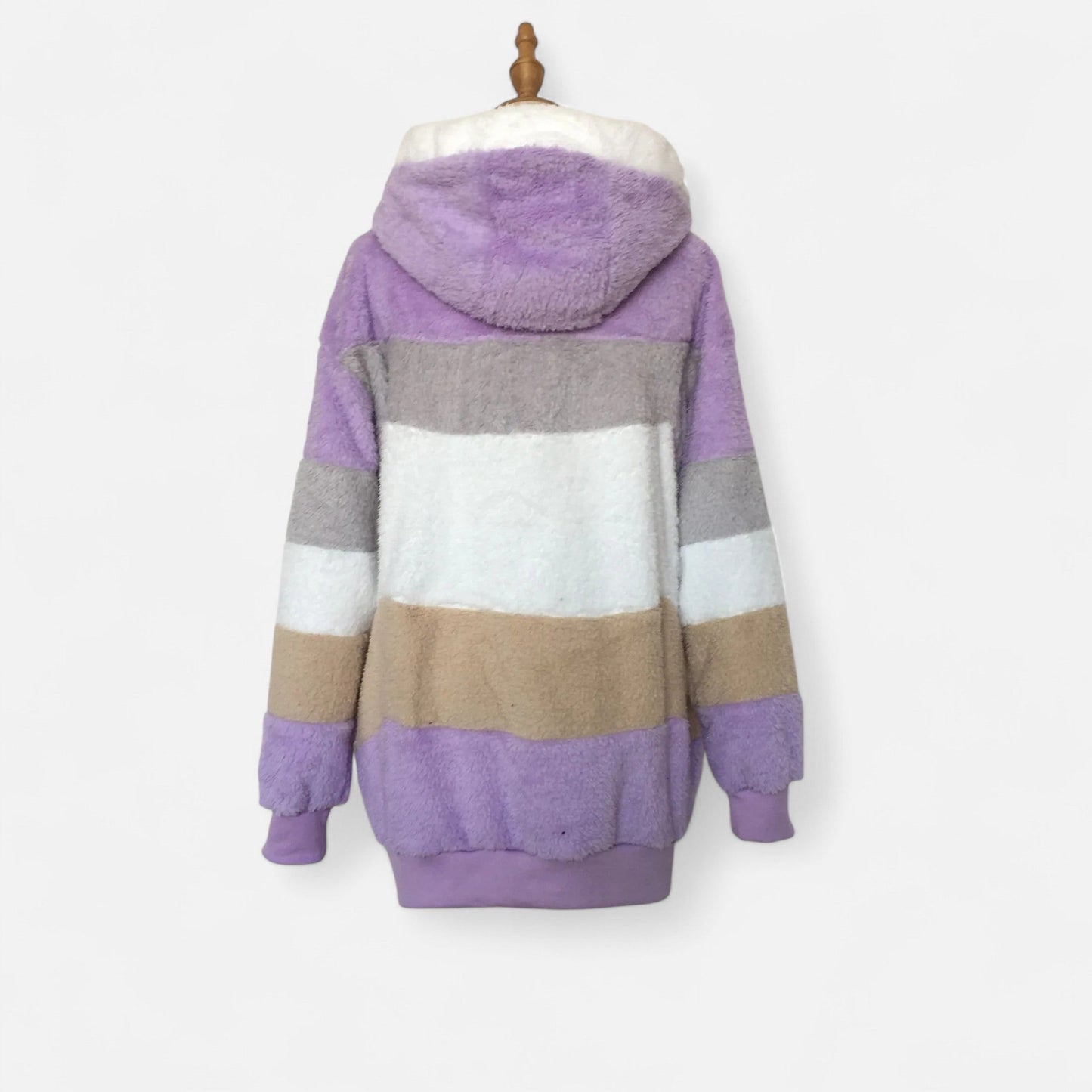 Maïwenn | Veste Femme Oversized à Capuche Rayée Automne Hiver