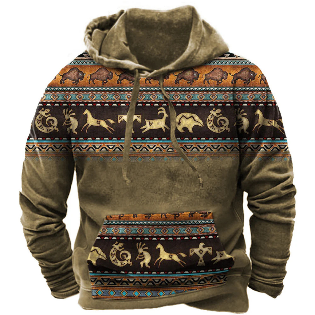 Reid | Hoodie Homme Tribal Longline avec Poches Kangourou