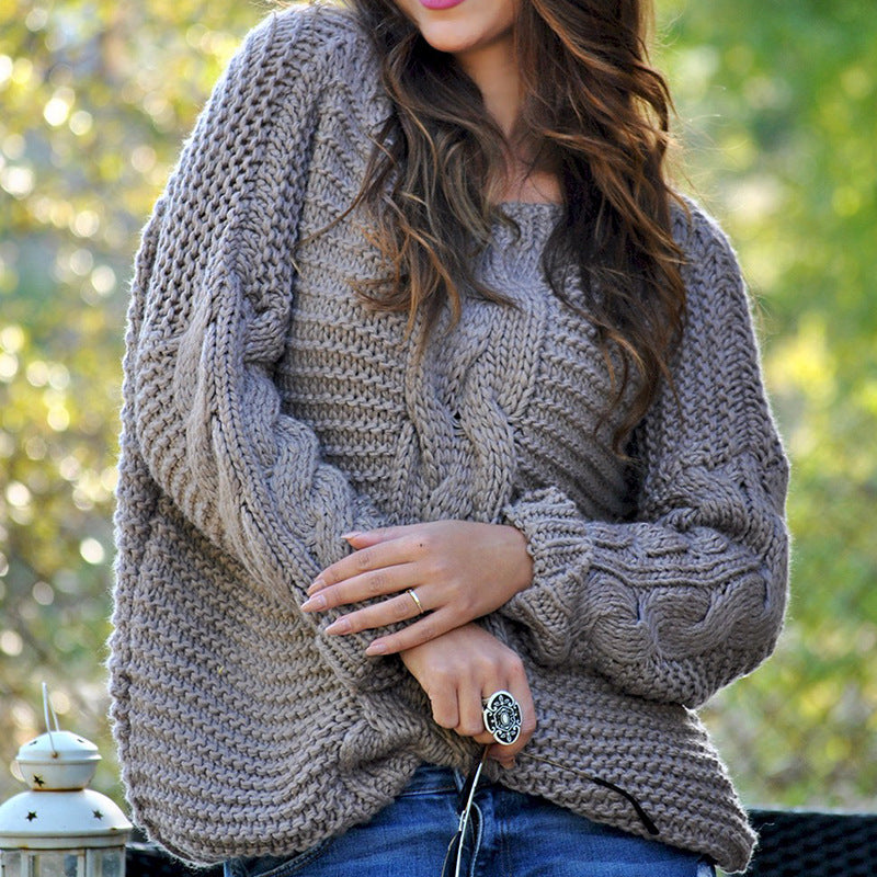 Chunky Knit Pullover Femme | Pull Oversize à Motifs Torsadés Innovants et Manches Tombantes