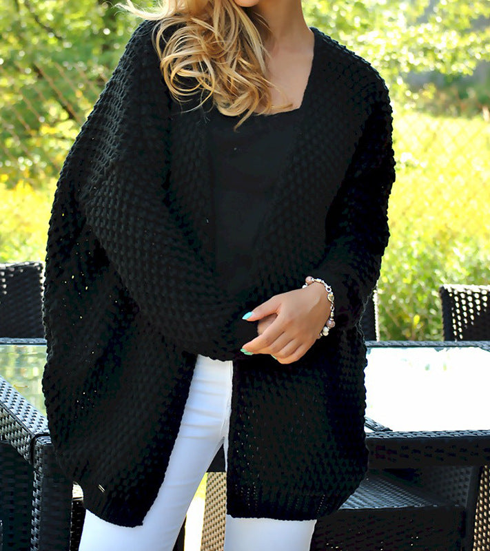 Cardigan Oversize Femme | Gilet en Maille Épaisse avec Motif à Mailles ajourées