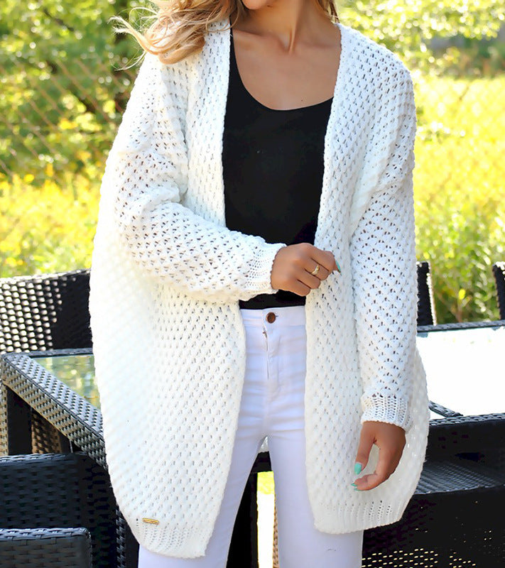 Cardigan Oversize Femme | Gilet en Maille Épaisse avec Motif à Mailles ajourées