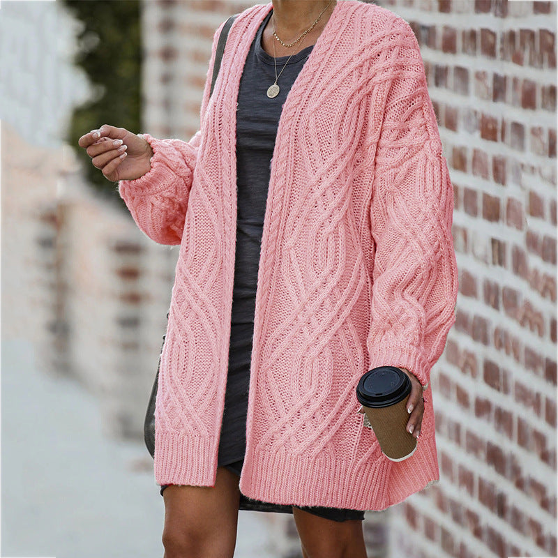 Cardigan Femme | Gilet en Maille Épaisse avec Motif Torsadé Élégant