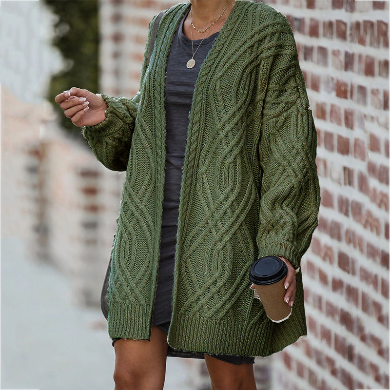 Cardigan Femme | Gilet en Maille Épaisse avec Motif Torsadé Élégant