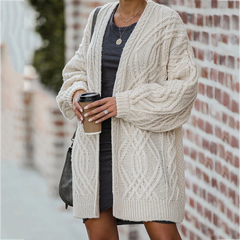 Cardigan Femme | Gilet en Maille Épaisse avec Motif Torsadé Élégant