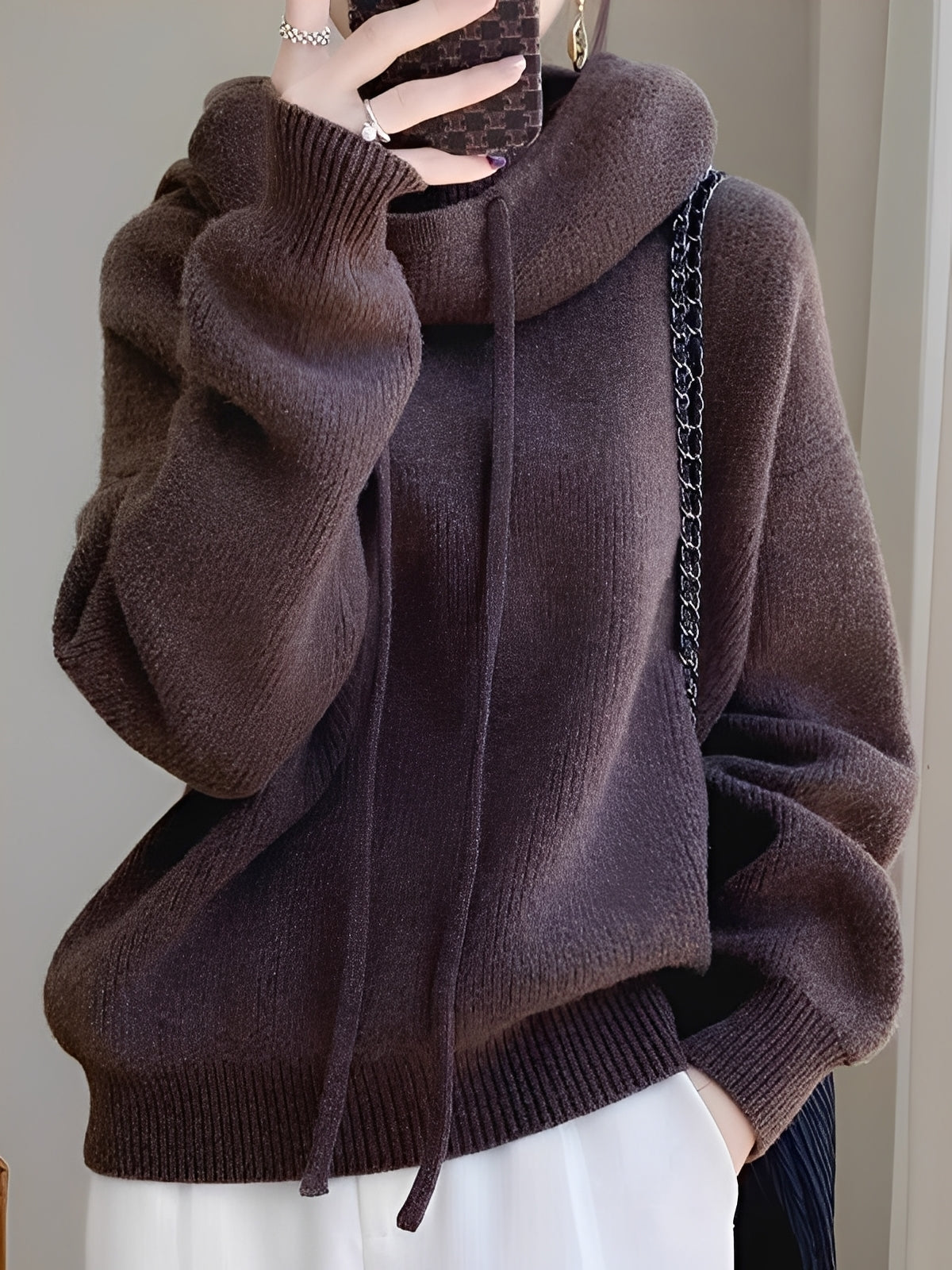 Pull Col Roulé Femme en Tricot Doux