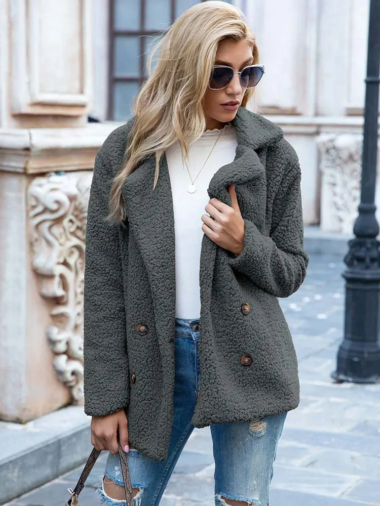 Lévana | Veste Teddy Femme Épaissie en Fleece Doux