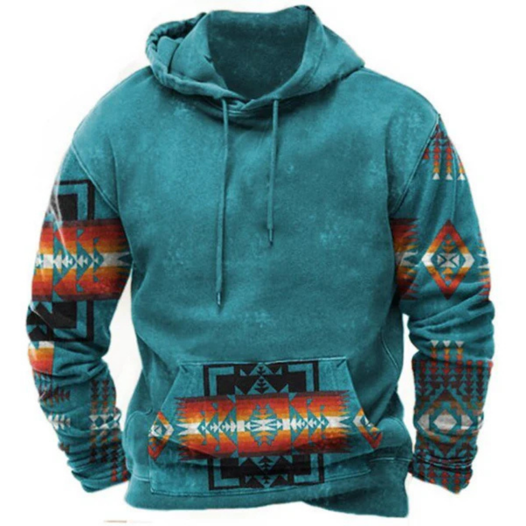 Reid | Hoodie Homme Tribal Longline avec Poches Kangourou