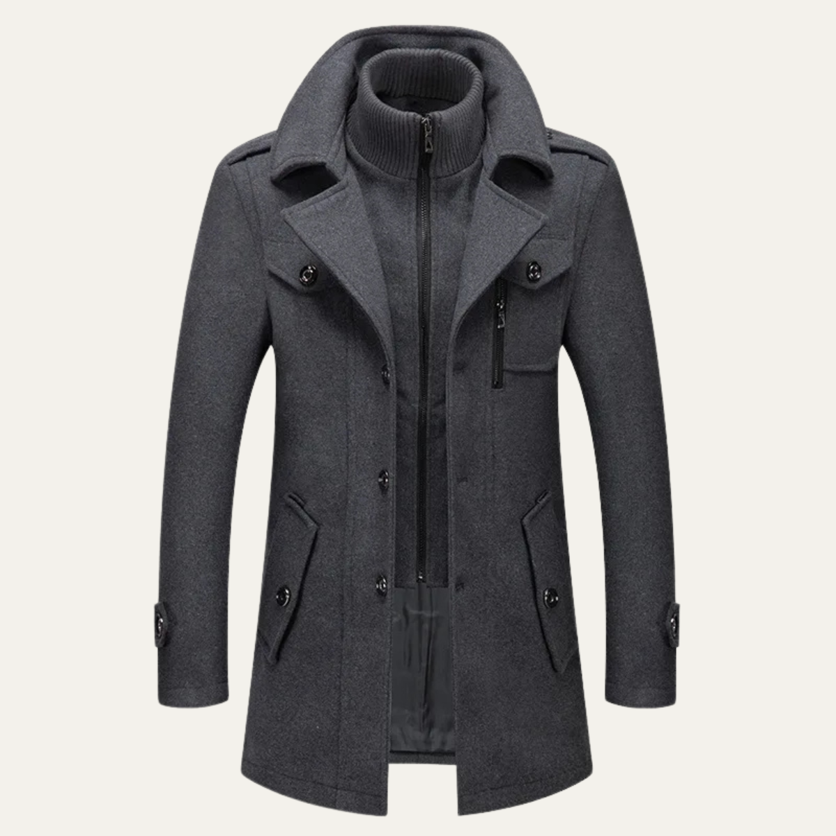 Trench Coat en Laine Homme Long et Élégant