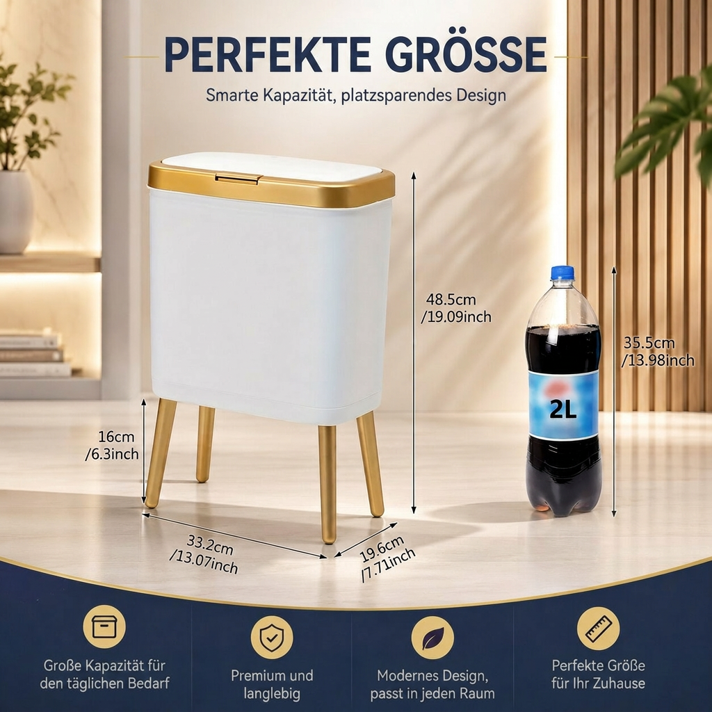 FrischDeckel™ | 15-Liter-Mülleimer mit Klappdeckel und Geruchsschutz