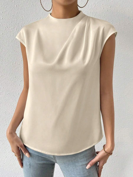 Laurianne | Blouse d’Été Femme Sans Manches à Col Rond et Pliage Élégant