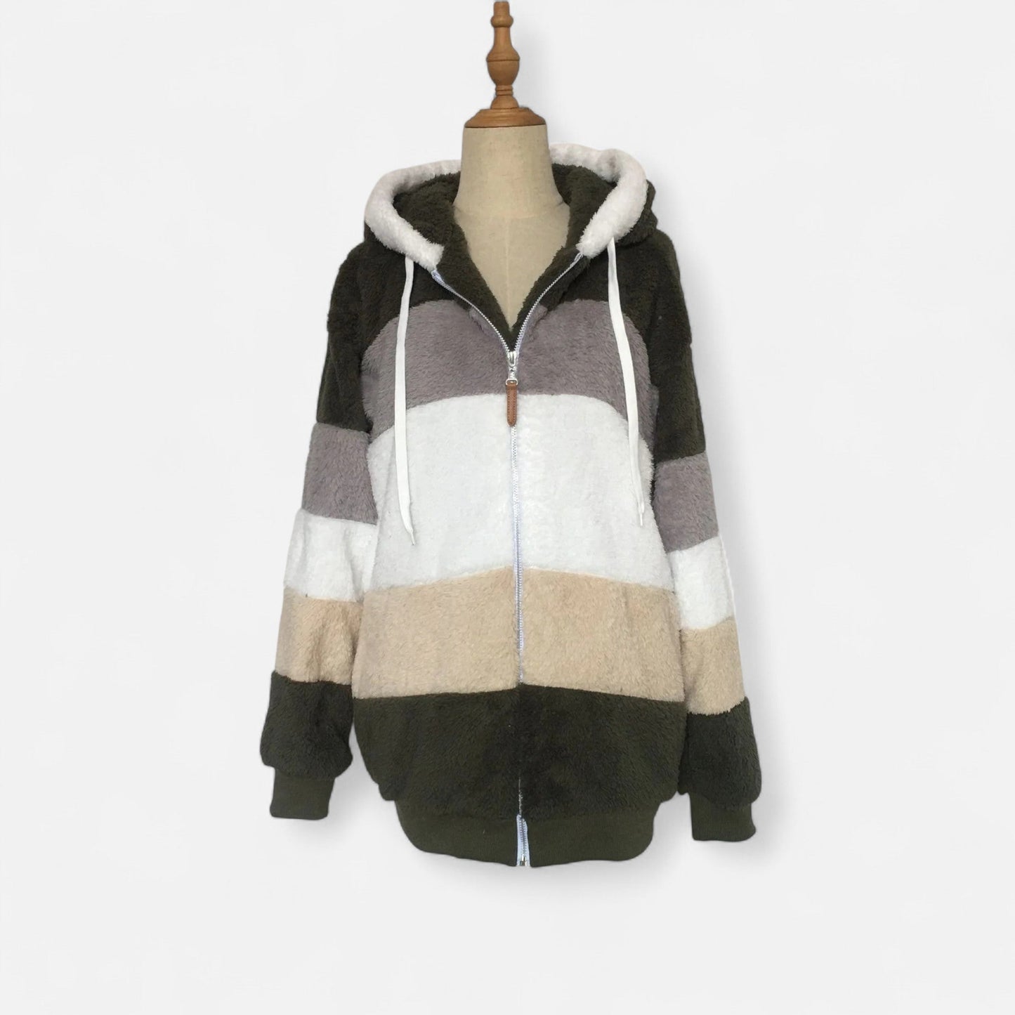 Maïwenn | Veste Femme Oversized à Capuche Rayée Automne Hiver