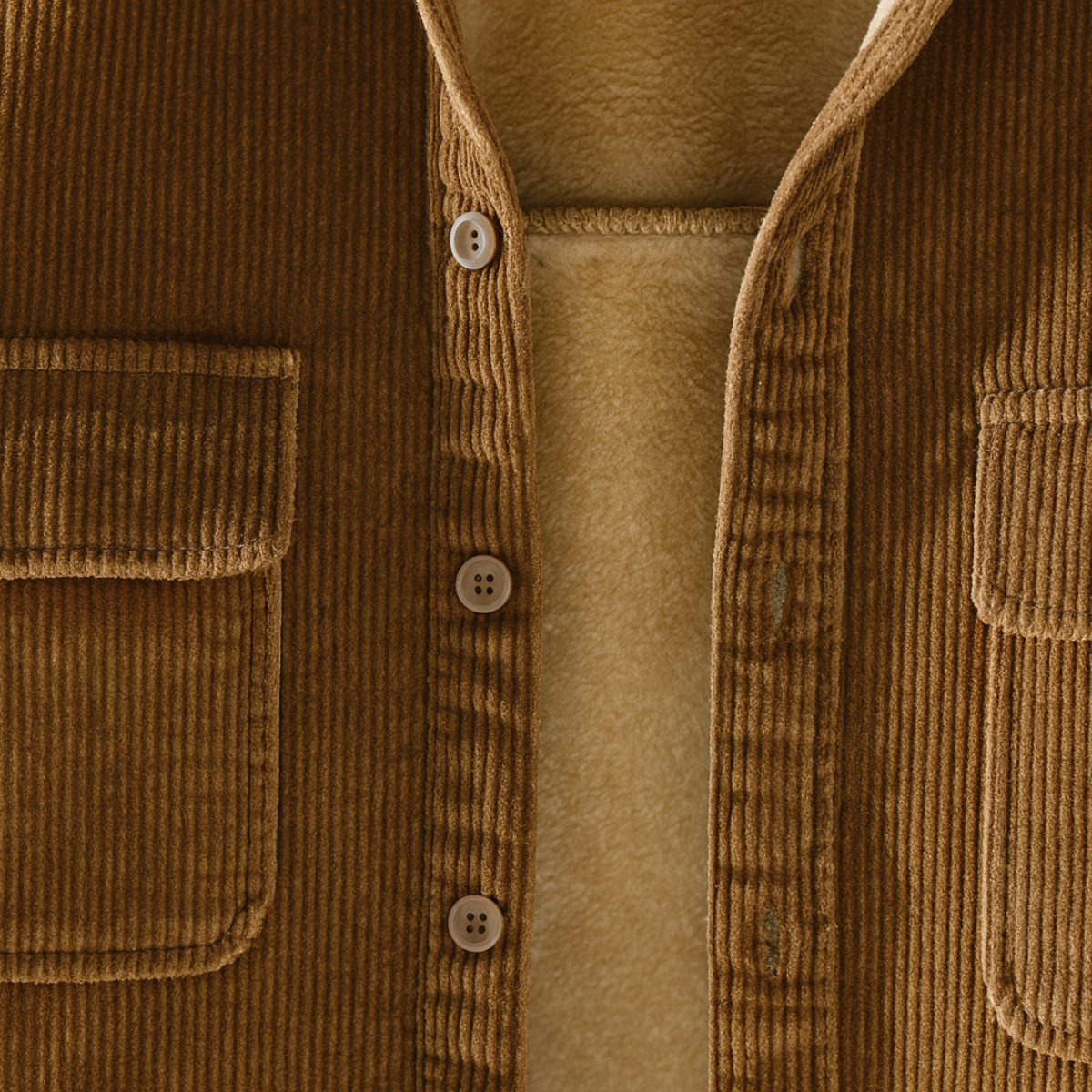 Veste Homme en Velours Côtelé avec Doublure Polaire, Style Décontracté et Chaleur