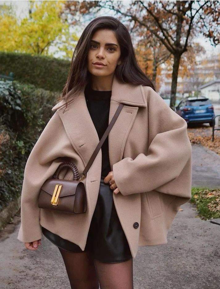 Oversize Wool Jacket Femme | Veste Laine à Manches Amples pour Hiver