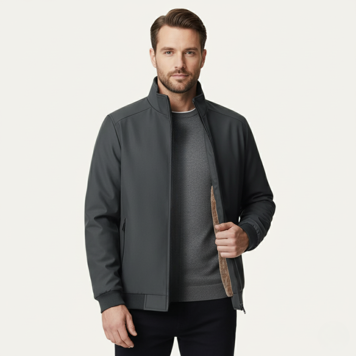 Veste Homme Hiver Matelassée avec Col Montant – Chaude, Confortable & Protectrice
