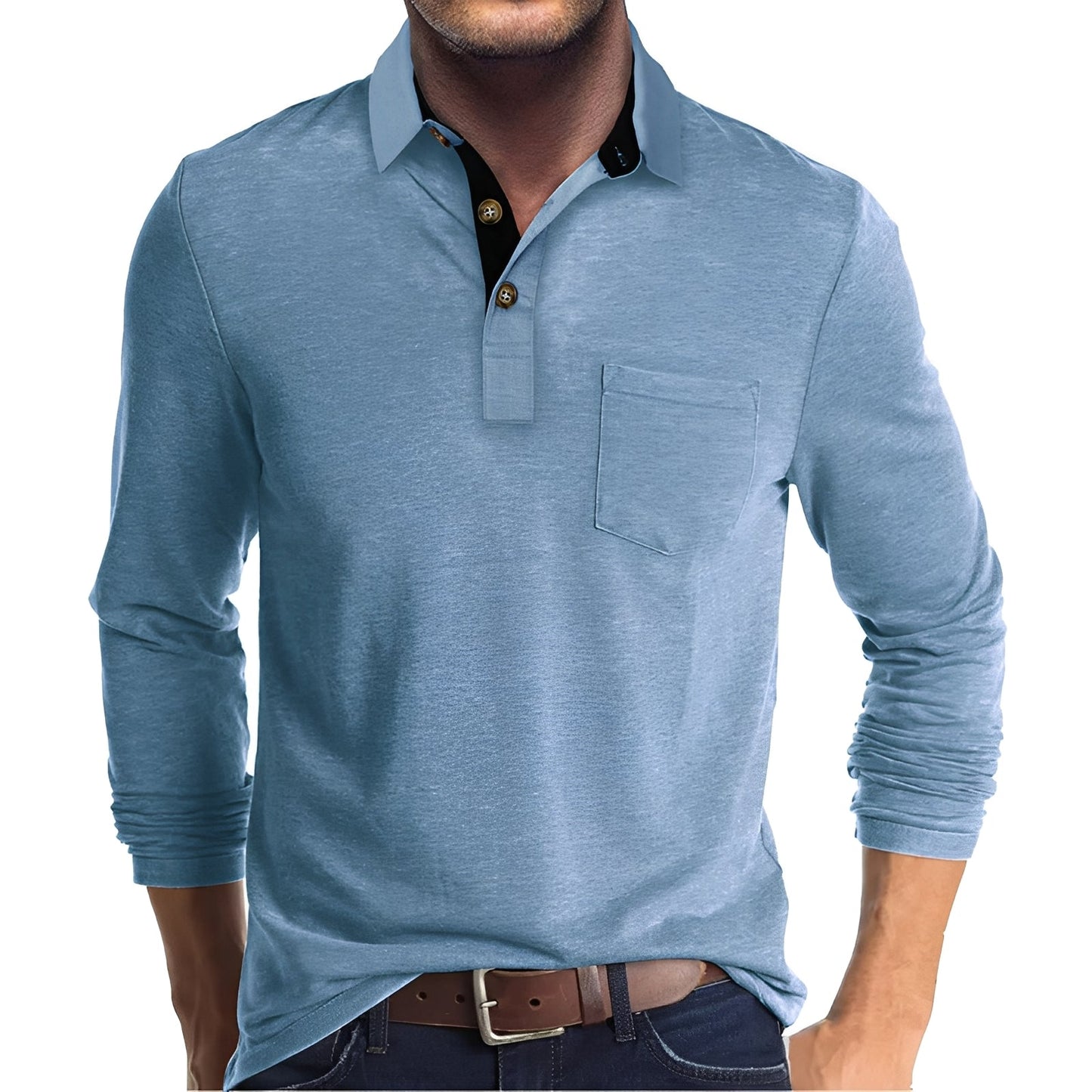 Polo à manches longues décontracté pour homme – Confortable, Stylé & Polyvalent