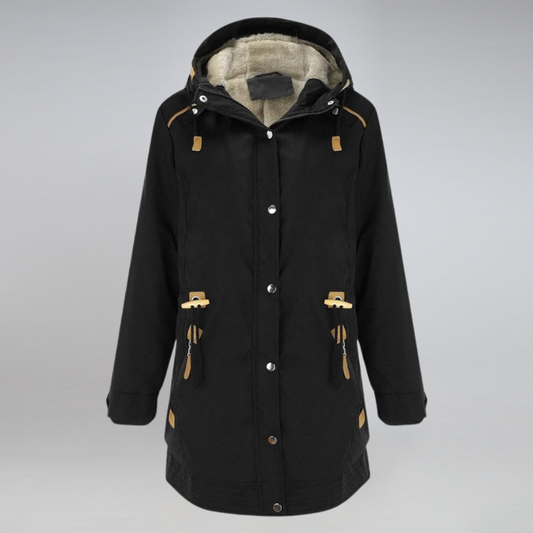 Caprina | Parka Femme Hiver avec Capuche, Doublure Polaire, Fermeture Éclair & Taille Ajustable