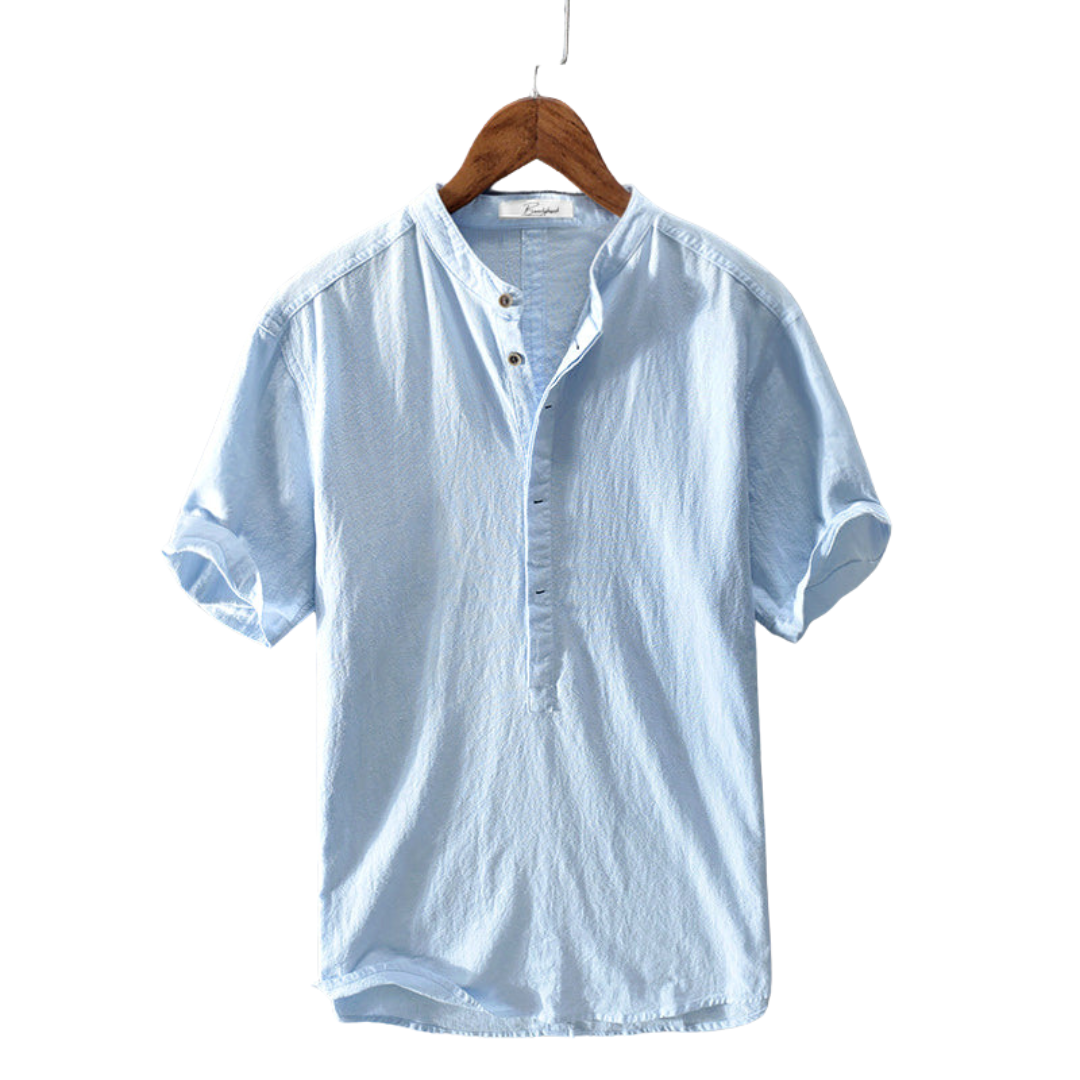 Yannick | Chemise Homme Manche Courte Unie à Demi-Boutonnage – Légère, Élégante & Idéale pour l’Été