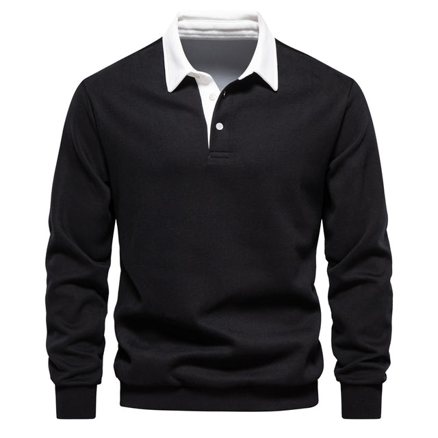 Malachi | Polo Homme Manches Longues | Chemise Polo Col Classique Boutonné Élégant