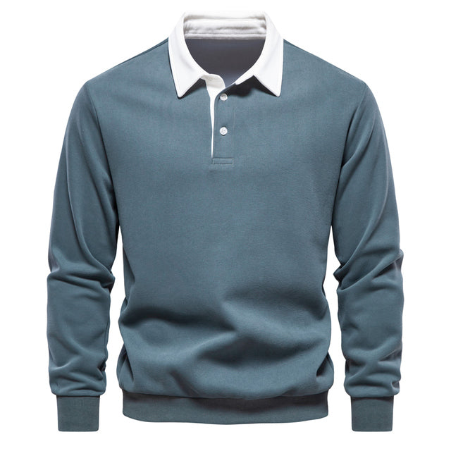 Malachi | Polo Homme Manches Longues | Chemise Polo Col Classique Boutonné Élégant