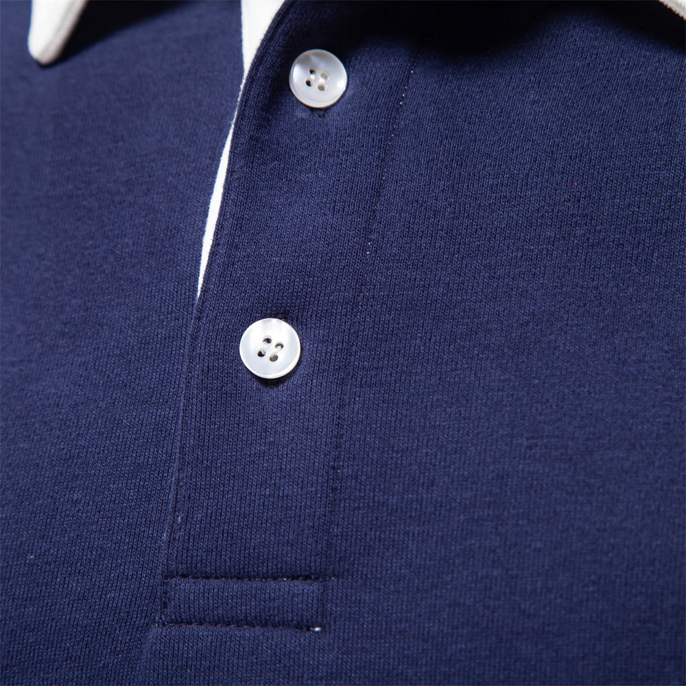 Malachi | Polo Homme Manches Longues | Chemise Polo Col Classique Boutonné Élégant
