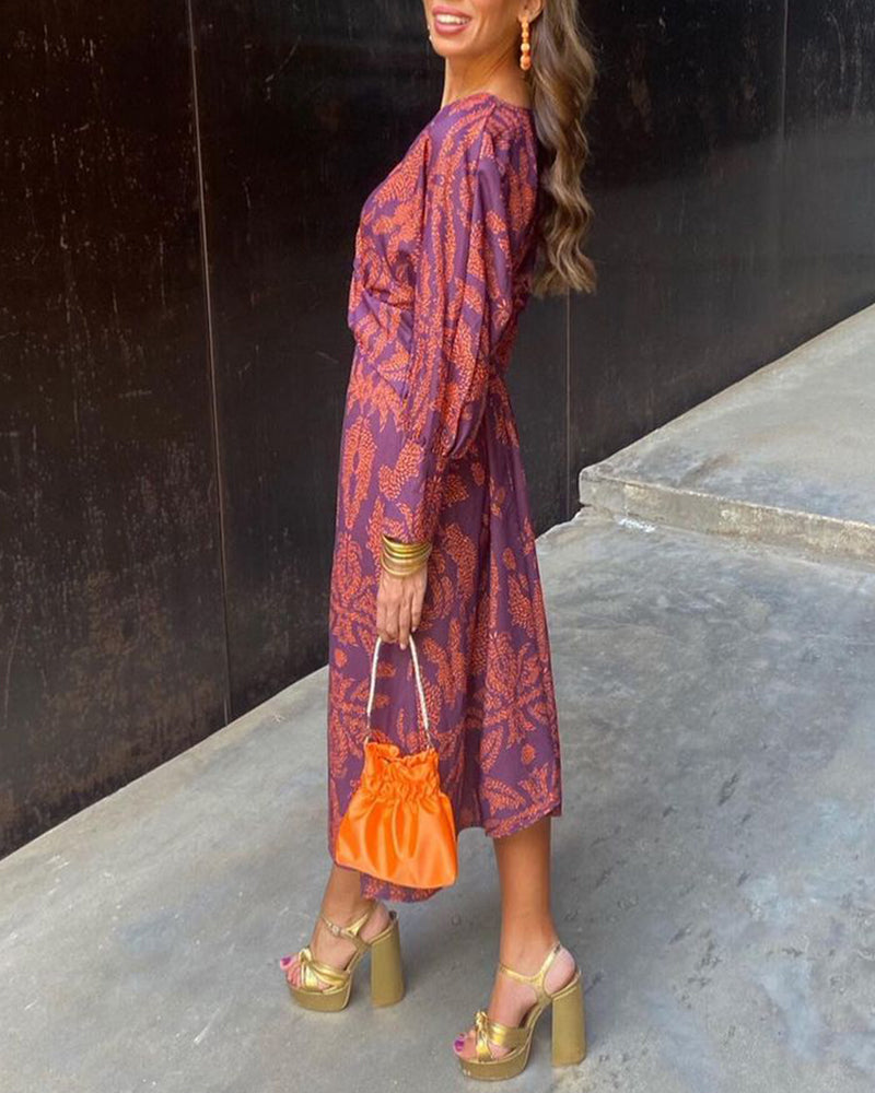 Anita | Robe Maxi Élégante à Manches Longues et Décolleté en V avec Détail Twistée