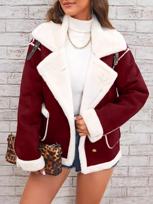 Camelise | Veste en coton femme doublée polaire à col revers