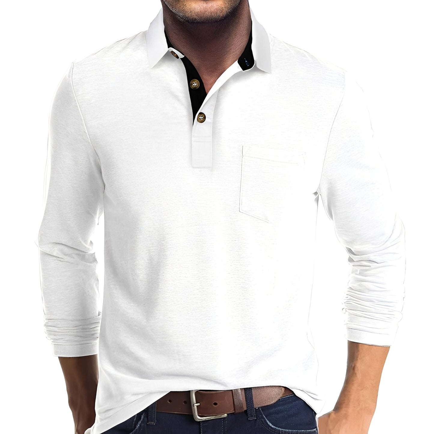 Polo à manches longues décontracté pour homme – Confortable, Stylé & Polyvalent