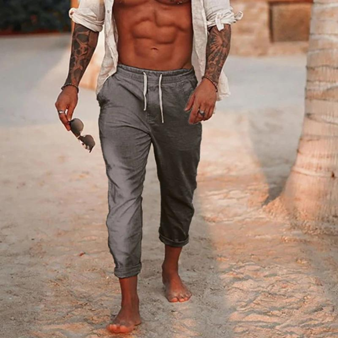 Branwell | Pantalon Lin Homme Léger à Taille Cordon – Confort Estival et Élégance Décontractée