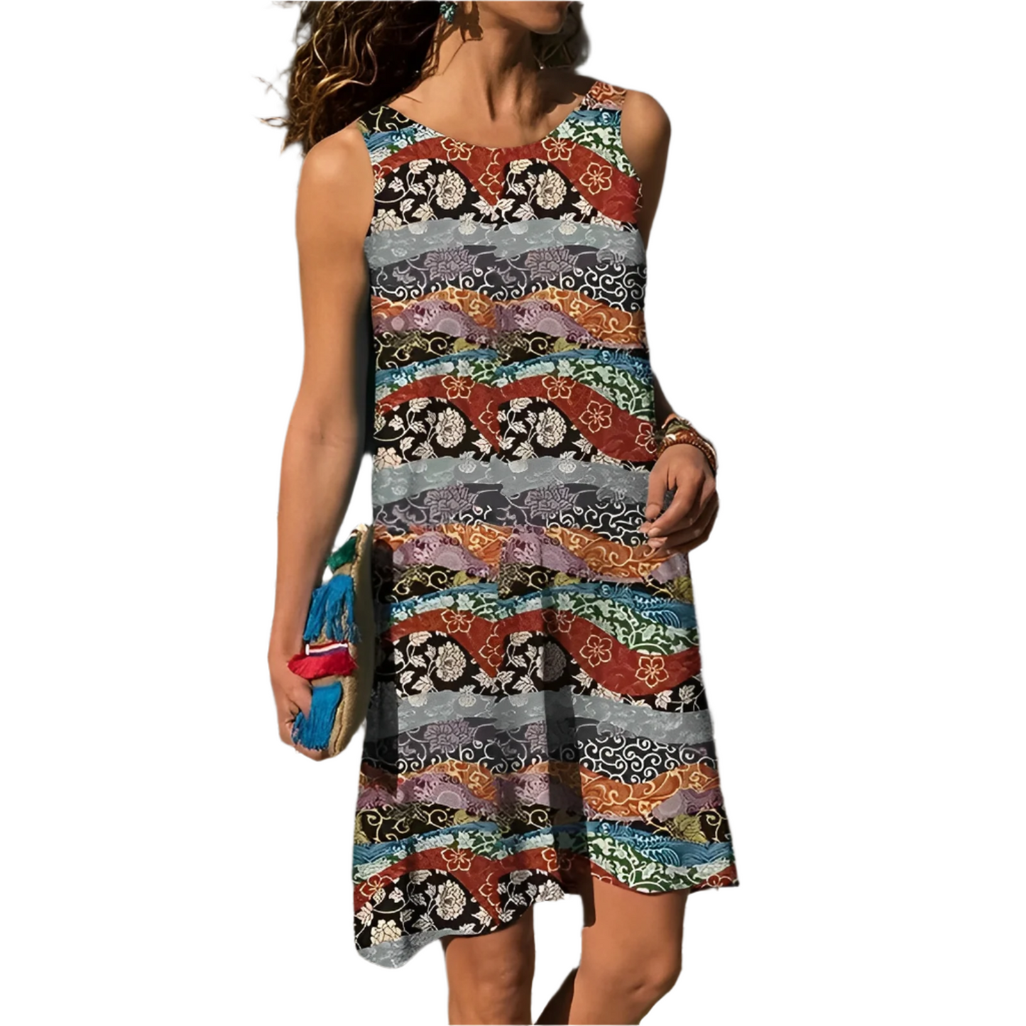 Nausicaa | Robe Courte Fleurie d’Été Femme – Sans Manches, Col V & Coupe Décontractée