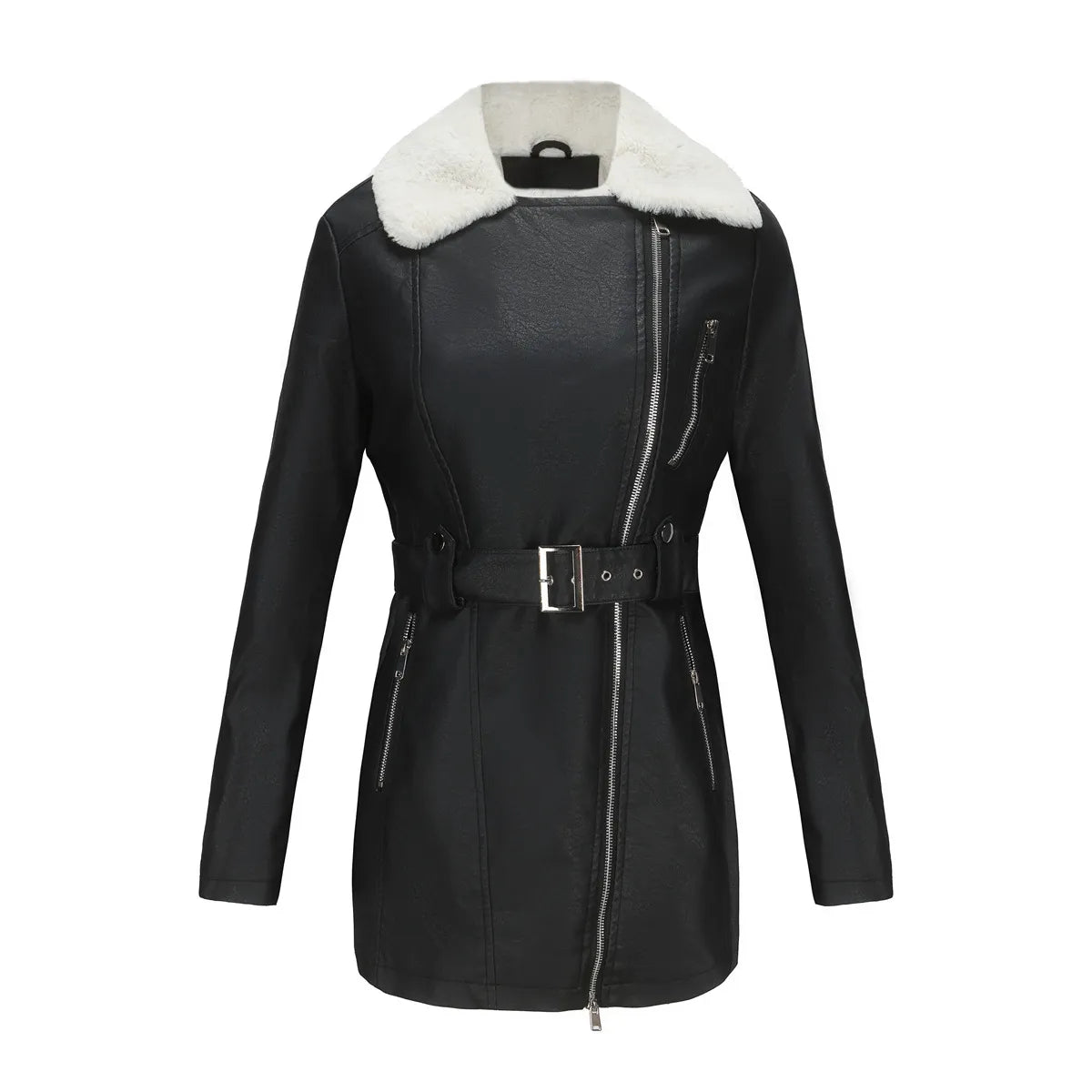 Veste Femme Hiver en Mouton | Style Biker et Douceur Chaude