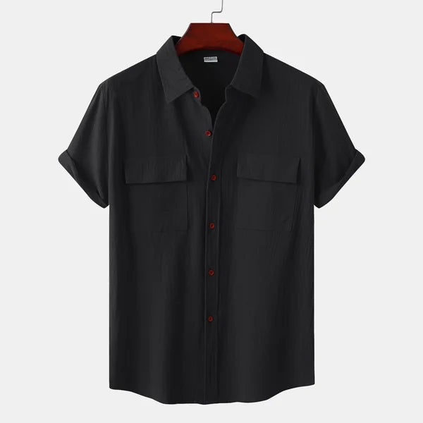 Wilhelm | Chemise Homme Manches Courtes Style Décontracté avec Col Revers et Poches à Rabat – Idéale pour l’Été