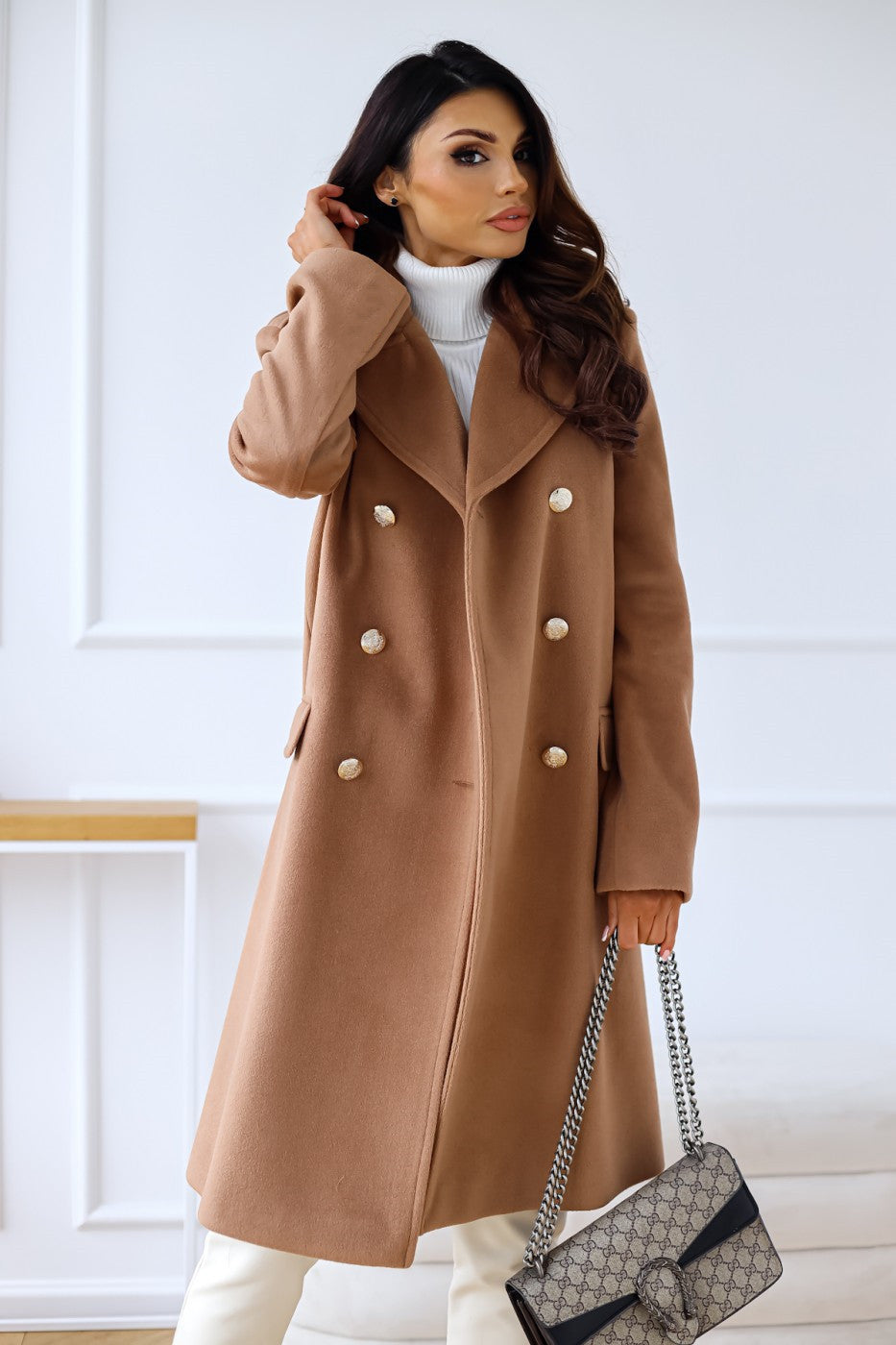 Suzanne | Trench Coat Femme Long Élégant Boutonné avec Col à Revers
