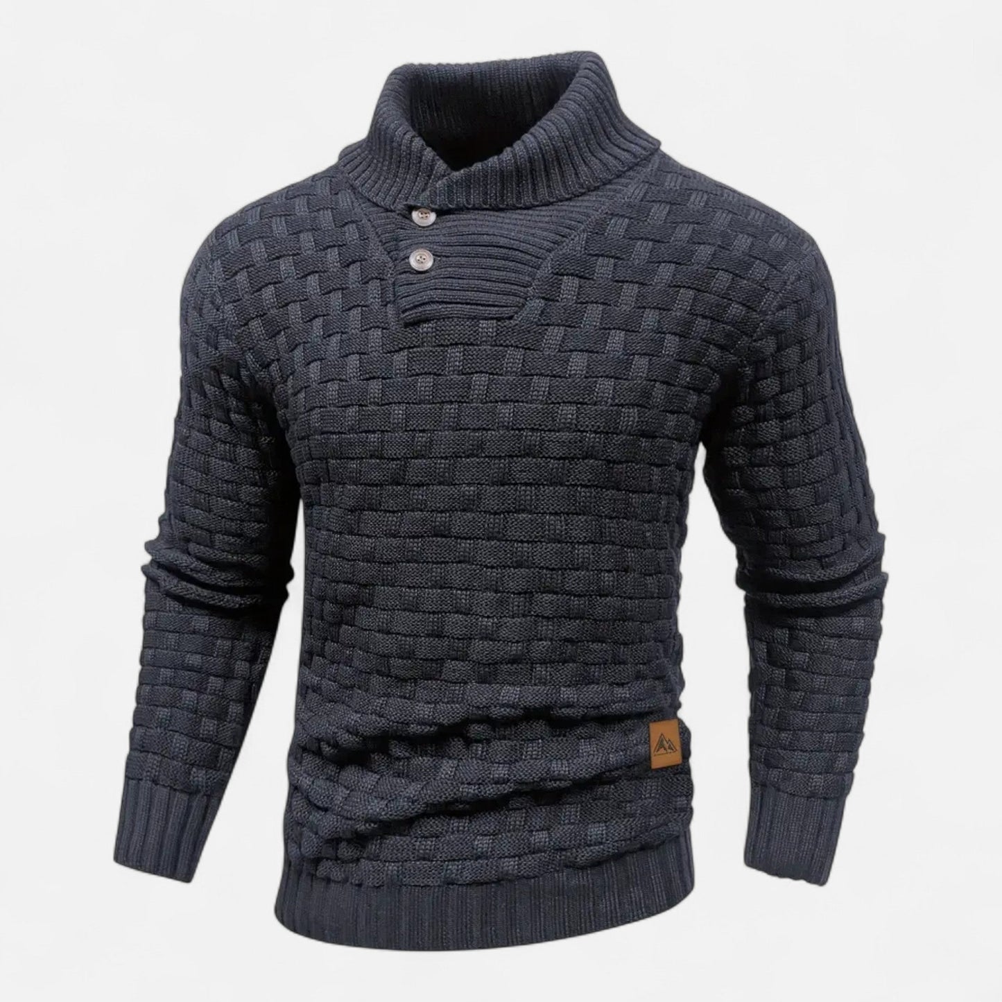 August | Pull Homme Hiver à Col Boutonné et Maille Texturée