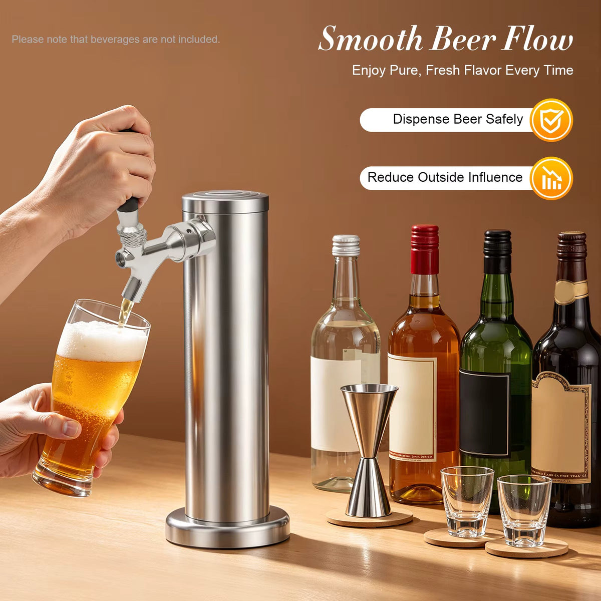 EdelZapf™ | Edelstahl-Bierzapfturm für die Hausbar mit Einzelzapfhahn