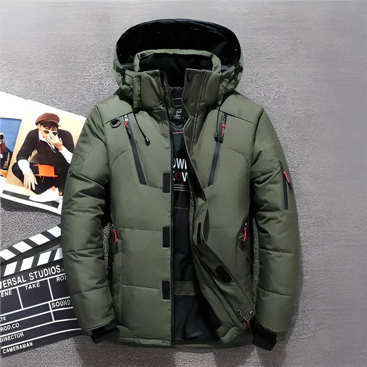 Silas | Veste Homme Hiver Matelassée avec Capuche et Poches | Doudoune Chaude et Élégante