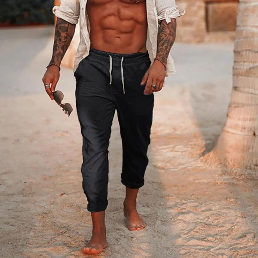 Branwell | Pantalon Lin Homme Léger à Taille Cordon – Confort Estival et Élégance Décontractée