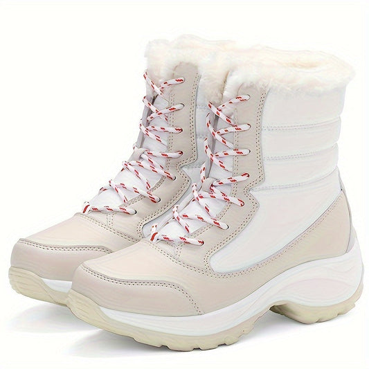 Aubépine | Bottes Hiver Femme à Lacets avec Doublure Chaude, Semelle Plateforme & Bout Rond