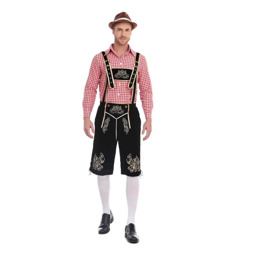 BayernTracht™ | Herren-Lederhosen-Kostüm im 3-teiligen Set mit Hut und Hosenträgern