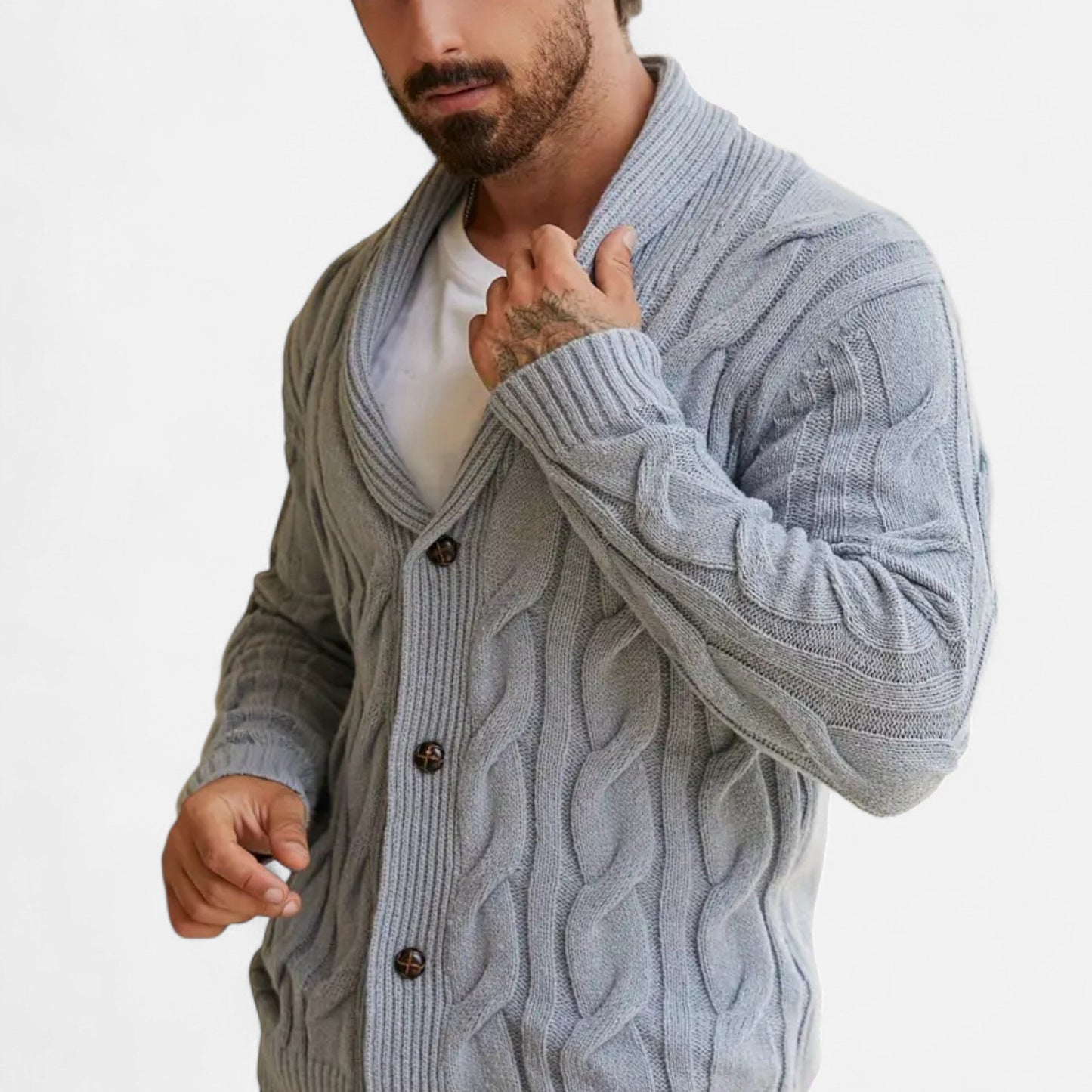 Beau | Cardigan Homme Tricot Texturé à Boutons pour Style Classique et Confort