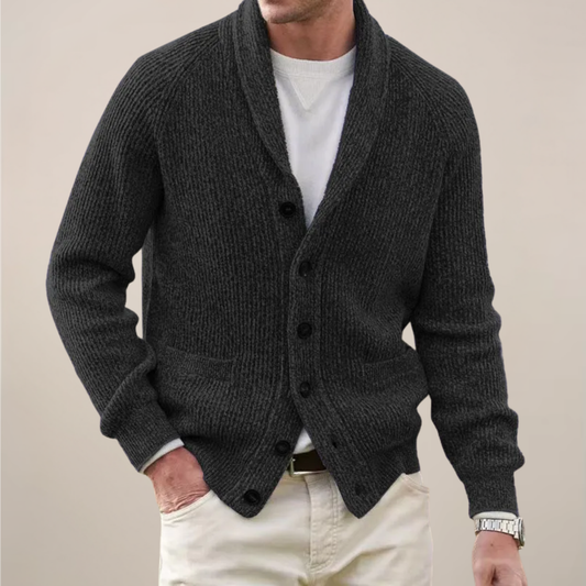 Gilet Homme Classique en Maille avec Col Châle – Confortable, Élégant & Polyvalent