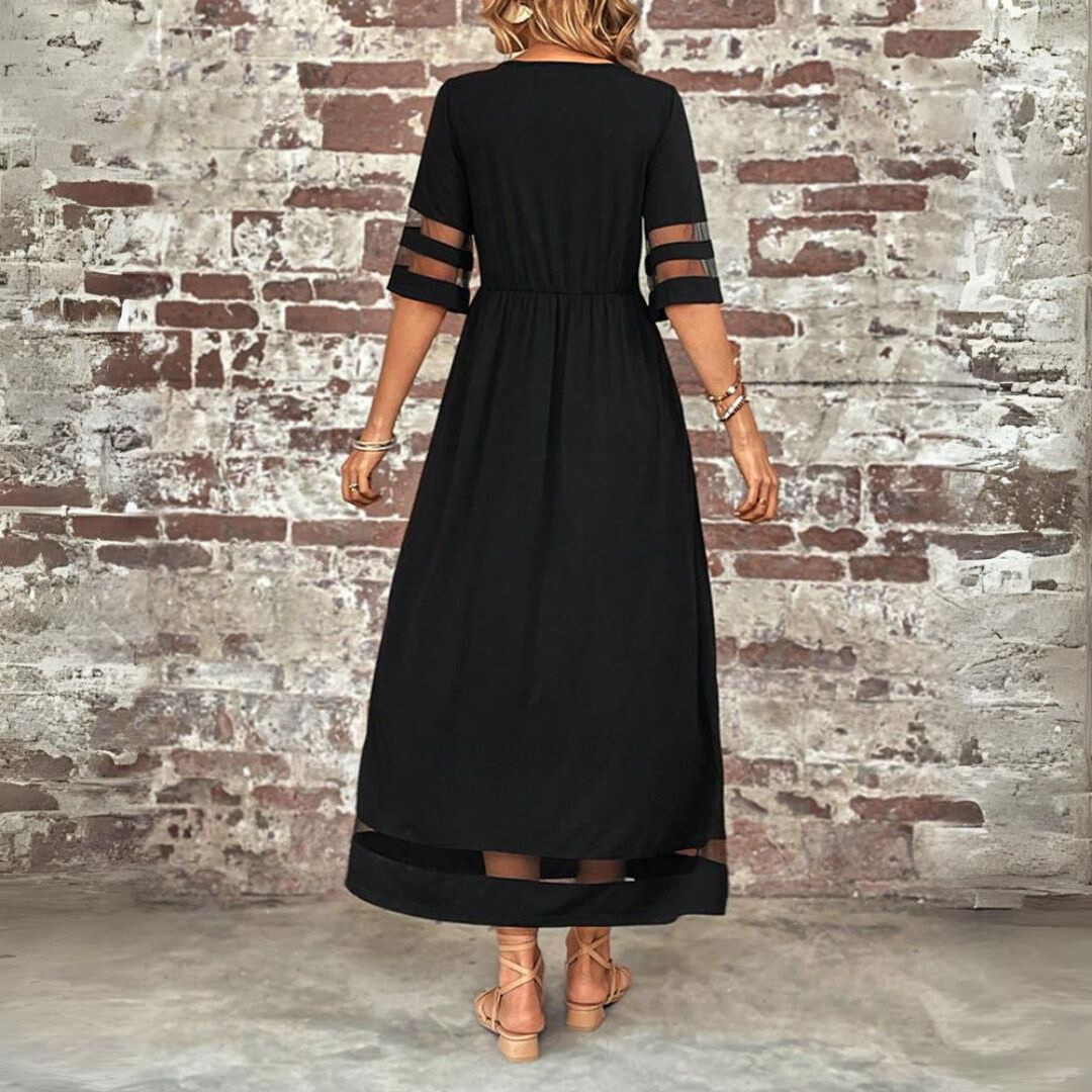 Joéva | Robe Maxi d'Été Femme à Manches Mi-Longues avec Poches – Élégance et confort
