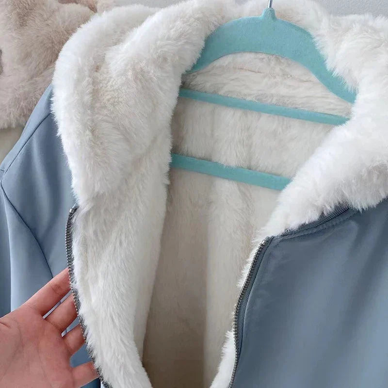 Winter Cozy Jacket Femme | Veste Oversize avec Doublure Fausse Fourrure
